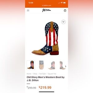 Men’s size 10EE JB Dillon American flag cowboy boots